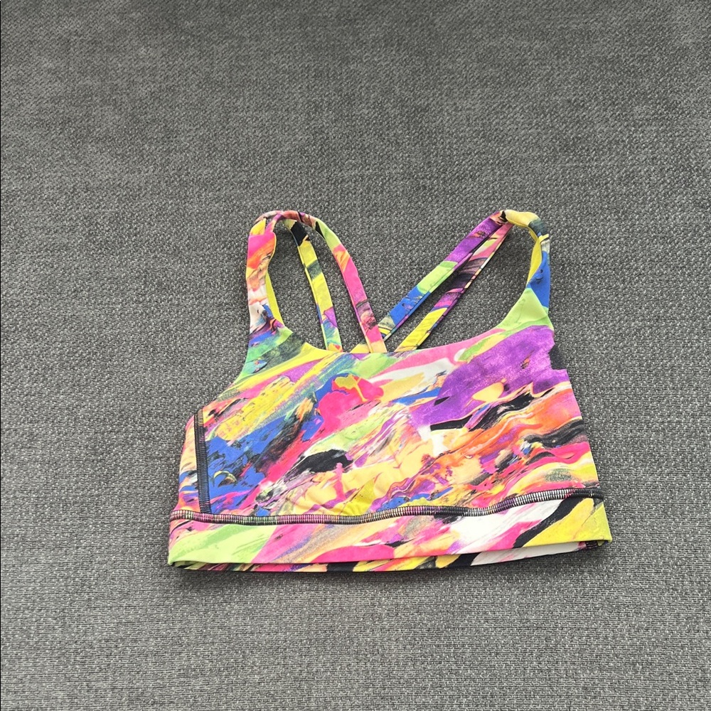 lululemon athletica Neon Yellow Multicolor Strappy Sports Bra